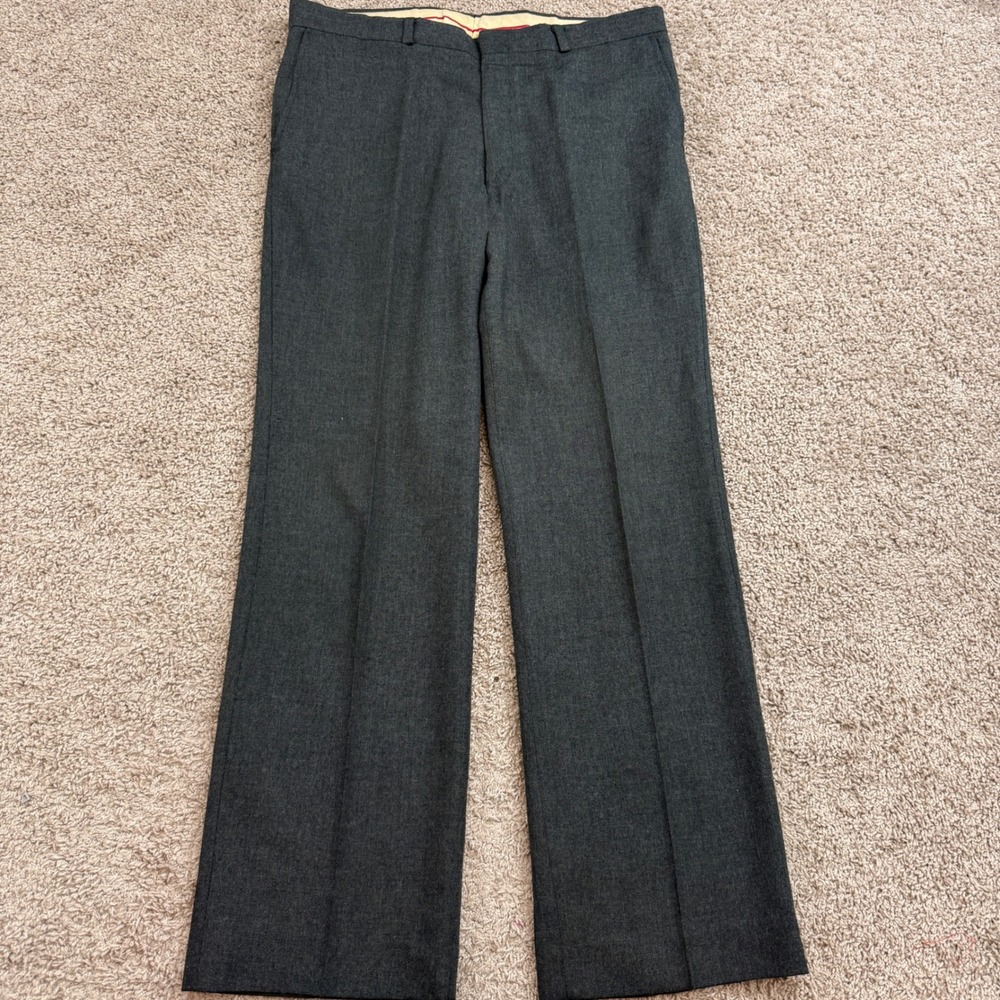 Vintage 60s 70s Mens Gray Wool Blend Dress Pants 36x30 Talon Zip Trousers USA